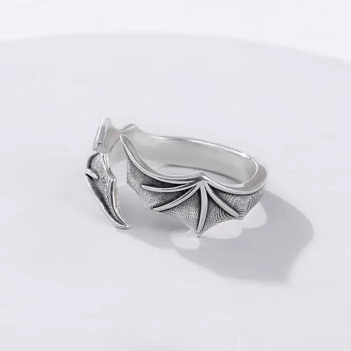 Bague créative rétro ailes de démon d'ange pour hommes et femmes