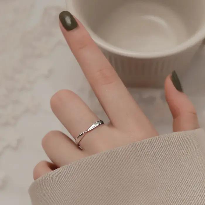 Bague en argent sterling 925 pour femmes minimaliste élégante alliance de mariage ajustable tracker d'humeur occasion spéciale