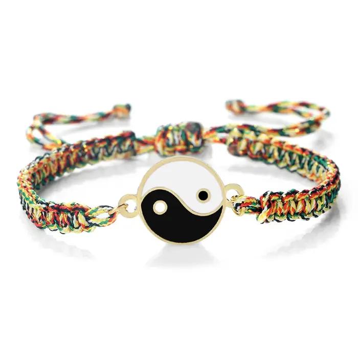 Yin Yang Tai Chi pendentif Bracelet pour femmes hommes à la main tissé chaîne