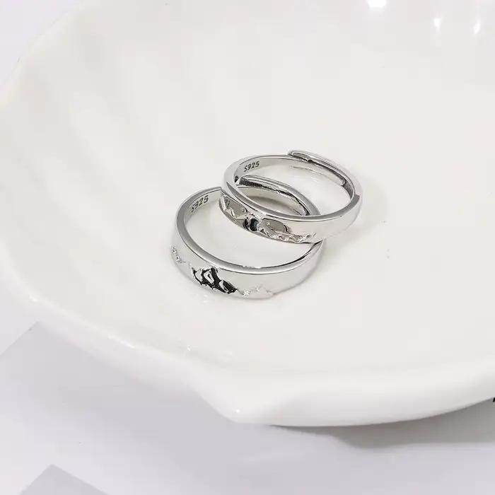 Bagues de Couple en Plastique Réglables Montagne et Mer Élégantes pour Occasions Spéciales et Présents Fiançailles