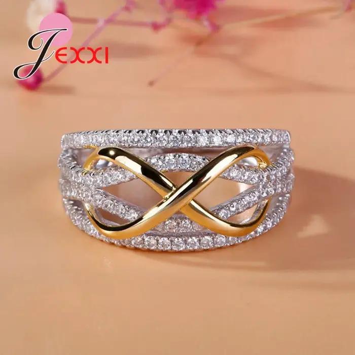 Bague d'amour infini en argent sterling 925 avec zircon cubique brillant