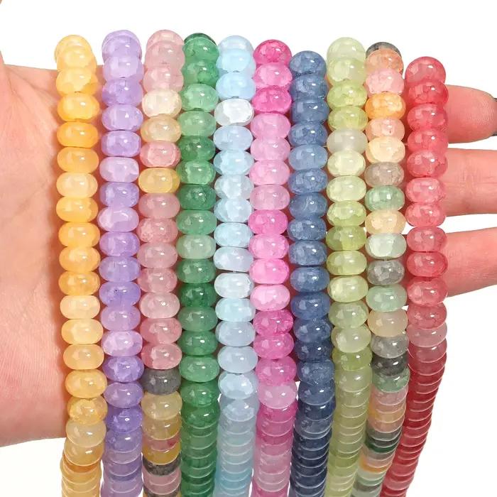 1 chaîne 5x8mm perles de verre boulier coloré plat rond