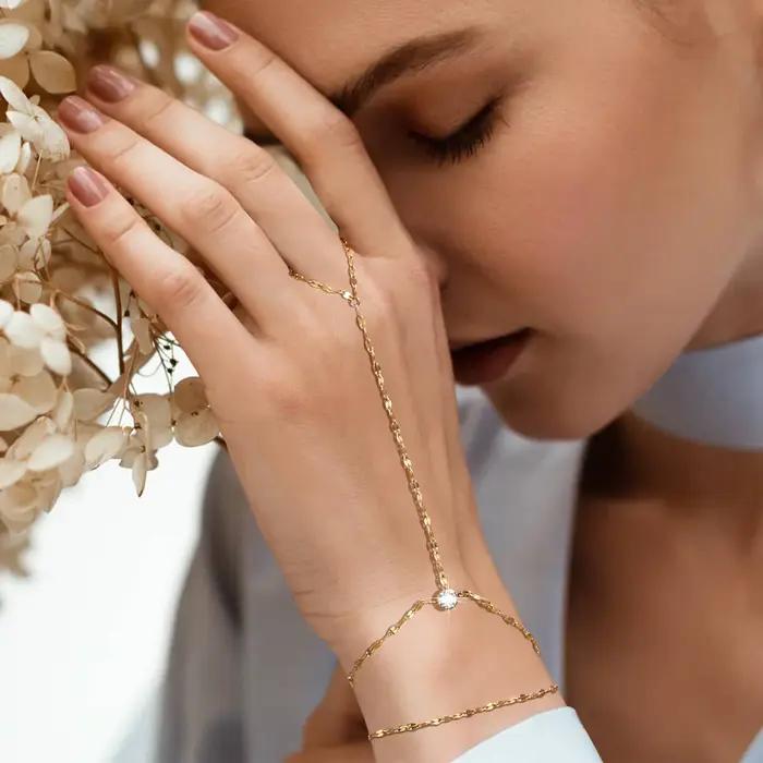 Bracelet délicat en Zircon Double couche pour femmes