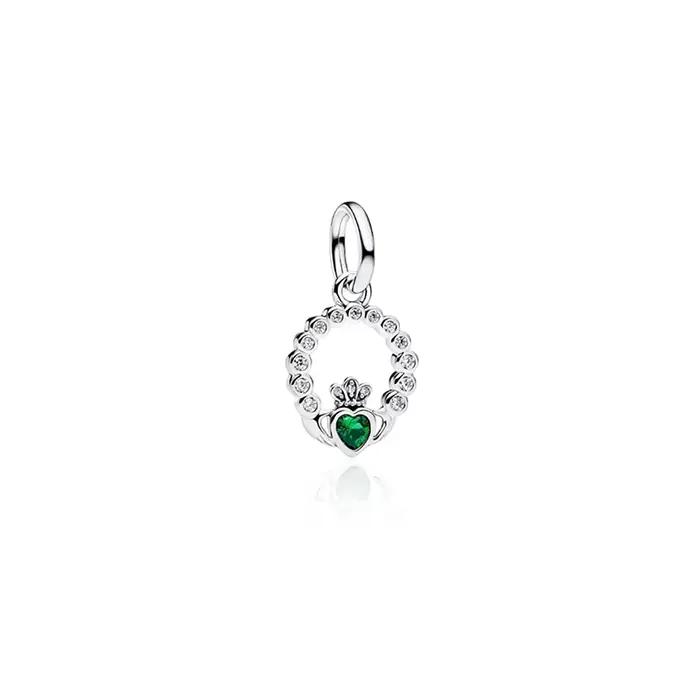 Bague Claddagh irlandaise en argent sterling 925 avec perle pendante, compatible avec les bracelets