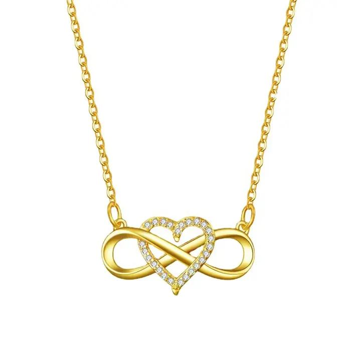 Collier en or avec pendentif cœur infini pour femmes, bijou personnalisable avec gravure, cadeau pour anniversaire, fiançailles et autres occasions spéciales