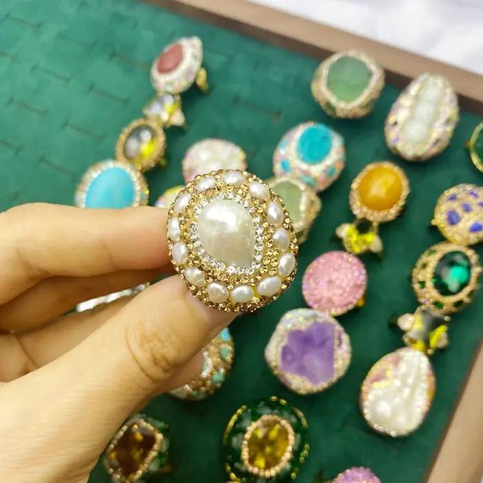 Bague en perles baroques de Style Court rétro pour femmes