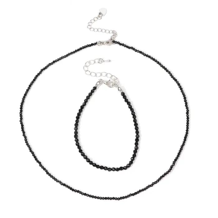 Ensemble collier et bracelet de pierres précieuses pour femmes et filles