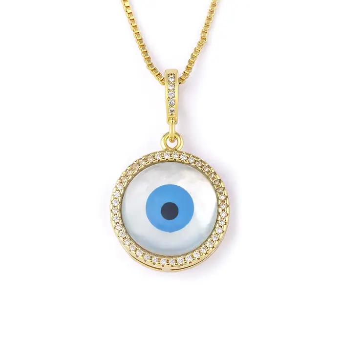 Nidin nouveauté plaqué or mauvais œil pendentif collier pour femmes Zircon bijoux clavicule chaîne tour de cou fête cadeau de mariage