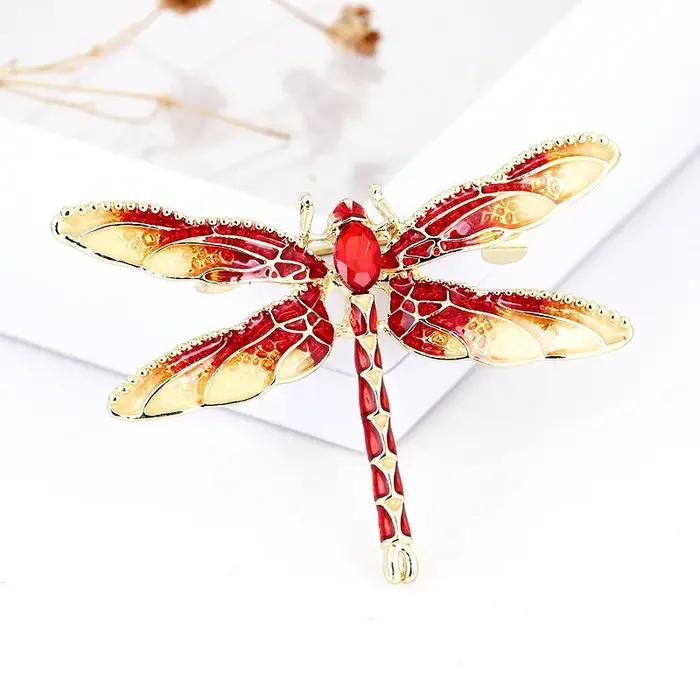 Broche libellule Vintage en cristal pour femmes