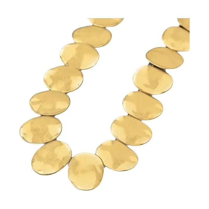 Collier plaqué or avec pendentif disque rond en alliage de zinc durable pour femmes style vintage chic grandes occasions à offrir