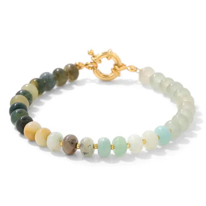 Bracelet en pierres naturelles rondeles pour femmes avec finitions en or occasions spéciales bijoux cadeaux