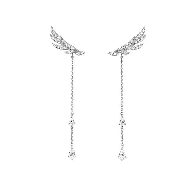 Boucles d'oreilles aile d'ange en cristal pour femmes et filles