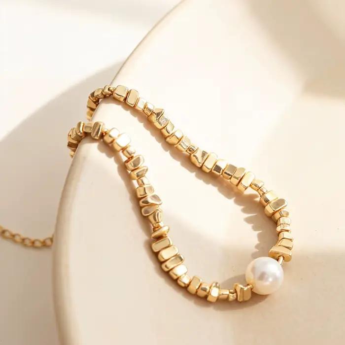 Liora – colliers élégants avec pendentif en Imitation de perles pour femmes, chaîne de perles irrégulières en acier inoxydable, ras du cou, bijoux de fête à la mode