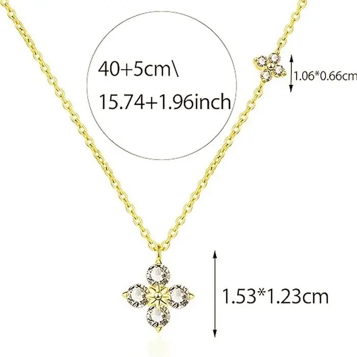 Collier pendentif double trèfle à quatre feuilles porte-bonheur pour femme