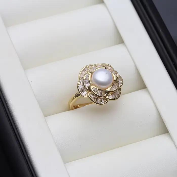 Bagues en perles d'eau douce naturelles pour femmes, véritable argent 925, blanc et noir, cadeau d'a