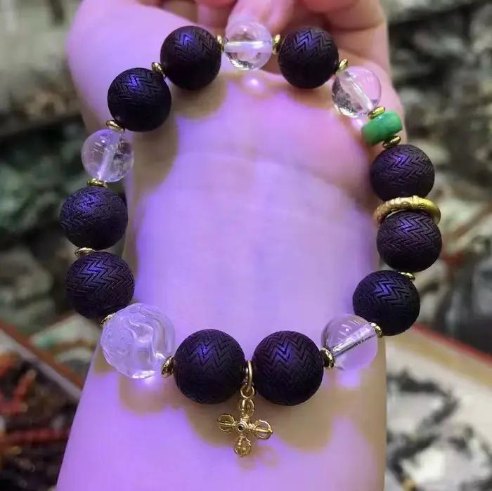 Bracelets en perles de cristal blanc naturel et d'agarwood pur, Mala traditionnel pour poignet, cadeaux pour hommes et femmes