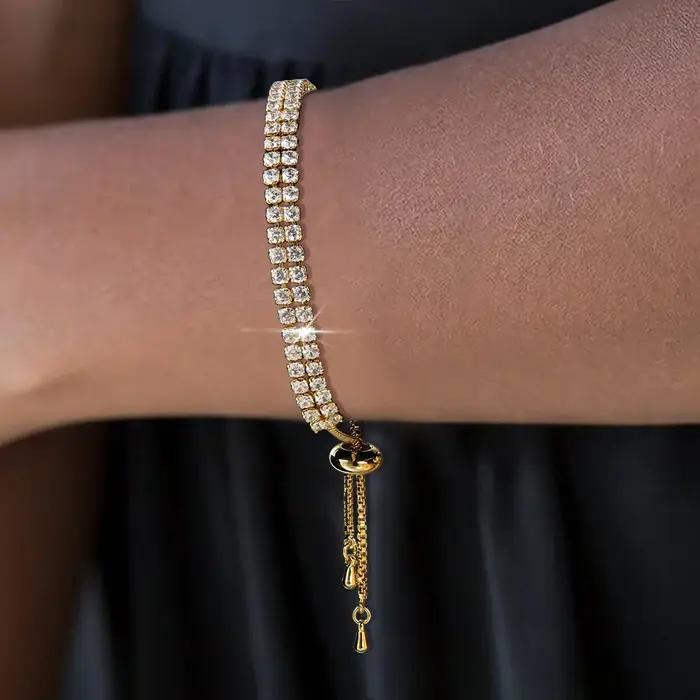 Bracelet de tennis en zircon or rose style moderne pour femmes occasions spéciales bijou unique originalité elegance