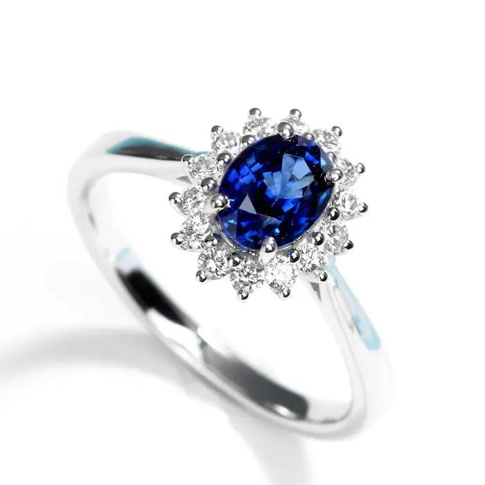 Bague CC&BYX en argent sterling sertie de zirconium bleu élégante pour occasions spéciales femmes alliances de mariage fiançailles mariage