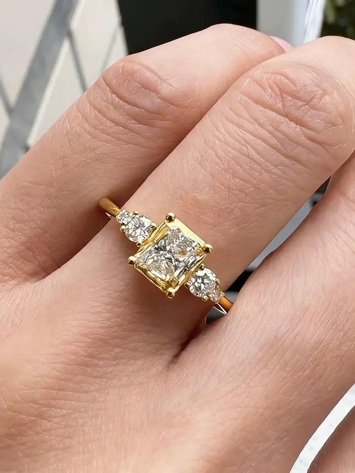 1 pièce - Bague au design géométrique unique, adaptée aux femmes, bague élégante, cadeau idéal pour