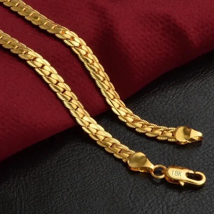 Collier chaîne latérale complète en or 18 carats