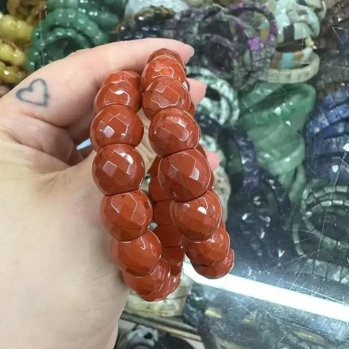 AAA naturel rouge jaspe pierre différentes tailles Bracelet naturel pierres précieuses Bracelet bijo