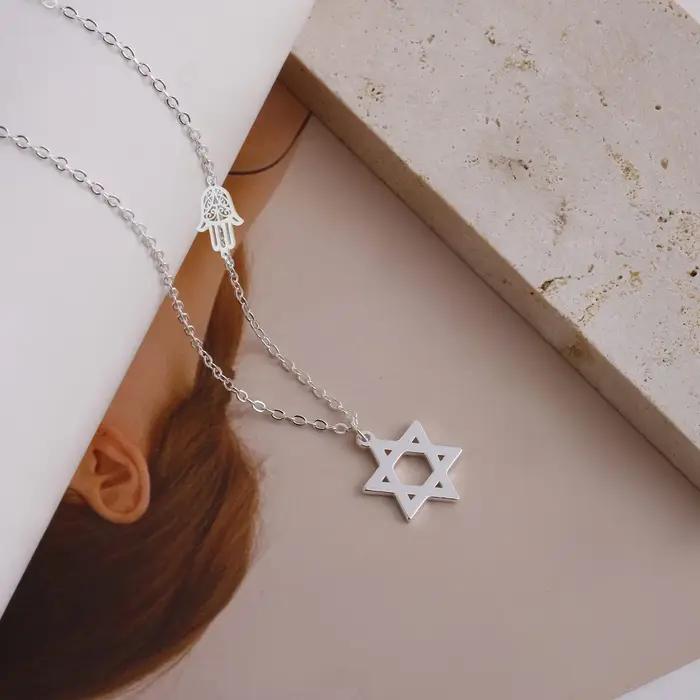 Collier personnalisé étoile de David Hamsa en acier inoxydable pour femmes et hommes, bijoux religieux, cadeaux pour occasions spéciales