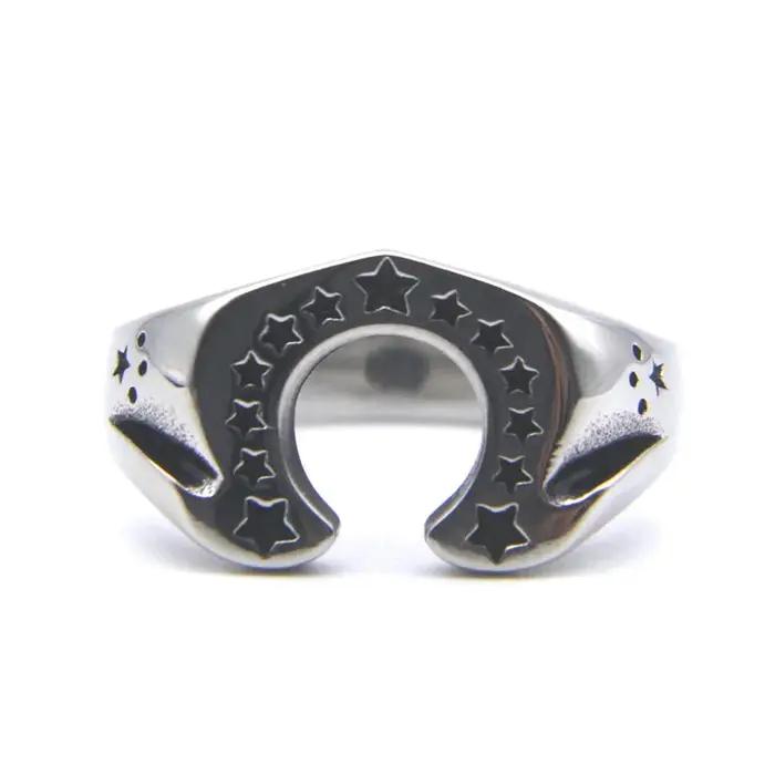Bague fer à cheval solide en acier inoxydable 316L