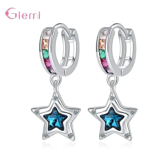 Boucles d'oreilles étoiles simples en argent Sterling 925 véritable pour femmes