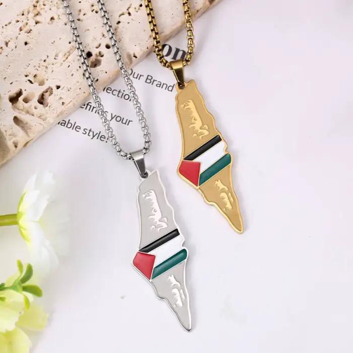 Collier pendentif drapeau palestinien pour femmes et hommes