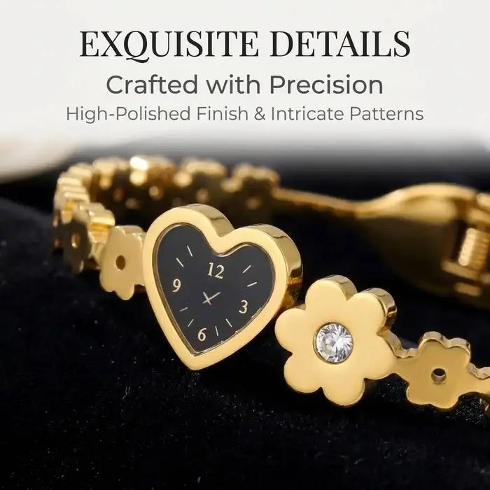Nouveau bracelet mignon en forme de cœur avec cadran d'horloge
