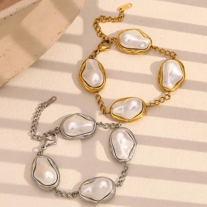 E.B.belle-Bracelets de perles irrégulières de grande taille pour femme