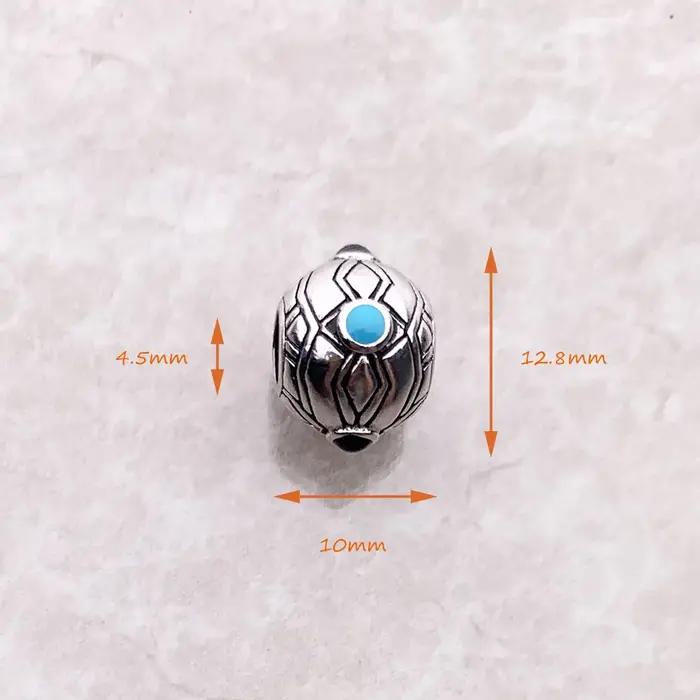 Accessoires de perles ethniques en argent regardé 925 pour hommes et femmes