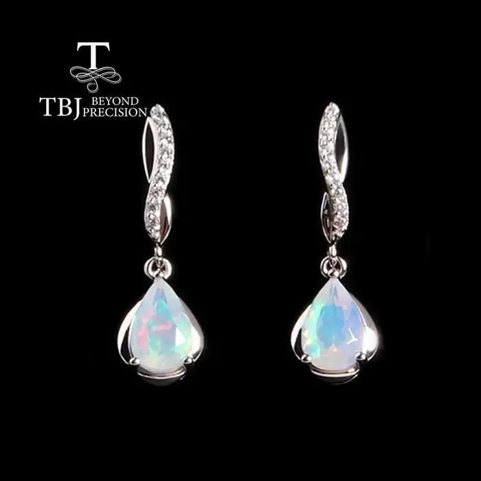 Magnifique design de mode opale naturelle pierres précieuses boucles d'oreilles en argent sterling b