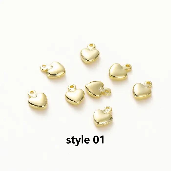 Pendentifs en laiton en forme de cœur plaqué or 14K/18K