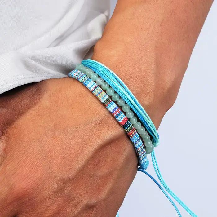 3 pièces Bracelet bohème Bracelet réglable surf Bracelet d'amitié fait à la main chaîne océan plage Bracelet bohème