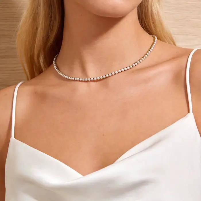 Bracelet de tennis moderne en perles pour femme