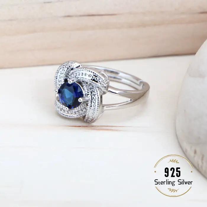 Ensemble de bijoux en zircon bleu en argent sterling 925 pour femme occasions spéciales mariage saint-valentin noël anniversaire