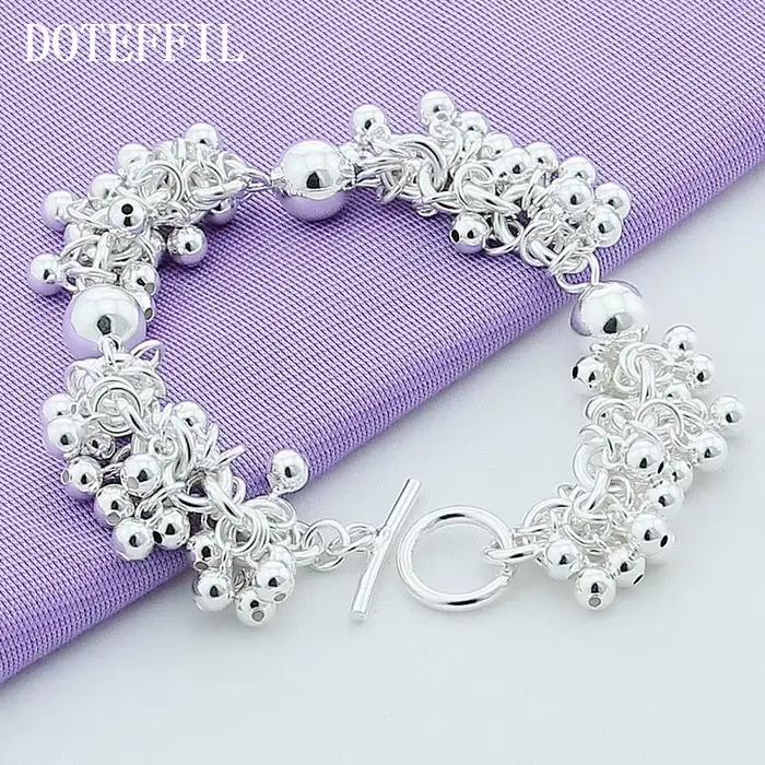 DOTEFFIL 925 argent Sterling raisins plus de perles bracelets porte-bonheur bijoux pour les femmes de mode cadeau de fiançailles de mariage