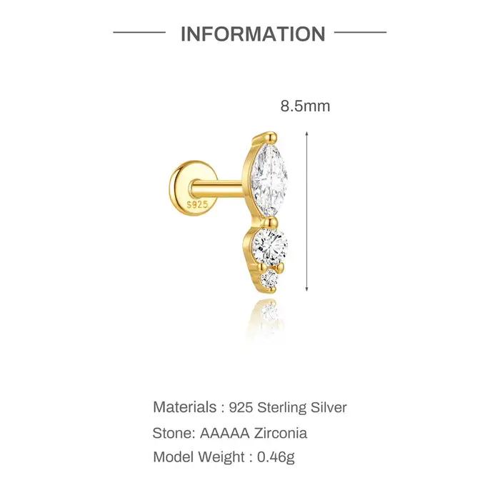 Boucles d'oreilles en argent sterling 925 motif géométrique lotus zircon pour femme et homme occasions spéciales soirée partenaire cadeau