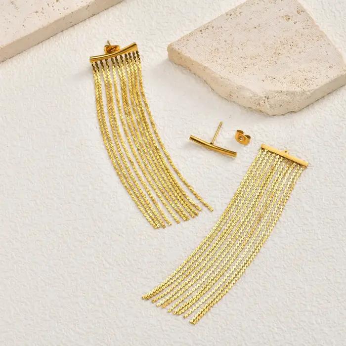 Boucles d'oreilles à pampilles à longues franges pour femmes