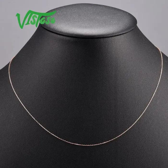 VISTOSO – Collier en Véritable Or Rose/Jaune/Blanc de 14 Carats 585 Chaîne Fine de 42 cm, Bijou pour