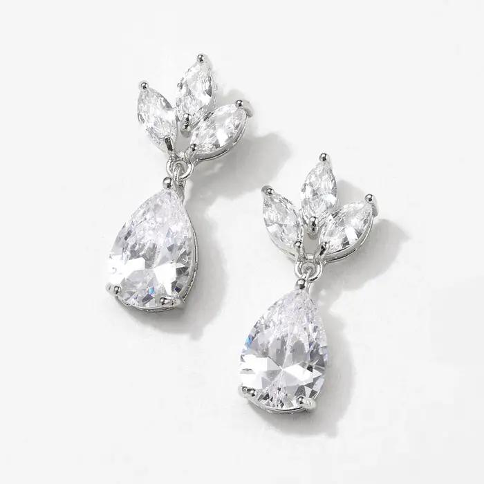 ZAKOL élégant collier/boucle d'oreille ensemble de bijoux pour les femmes magnifique poire goutte d'