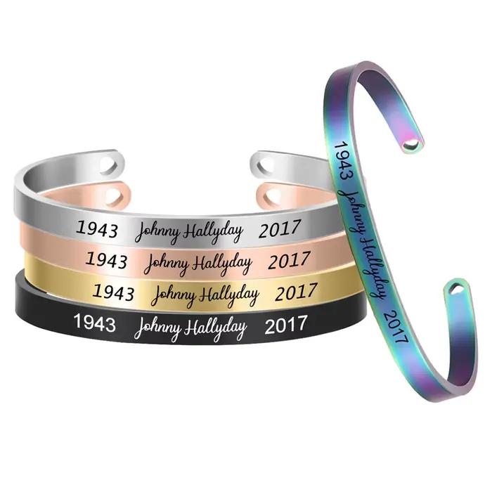 6mm Johnny Hallyday nom personnalisé Bracelet en acier inoxydable manchette
