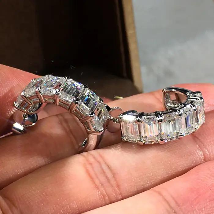 Huitan – boucles d'oreilles rectangulaires CZ pour femmes, magnifiques bijoux de mariage et fiançailles, cadeau d'amour délicat