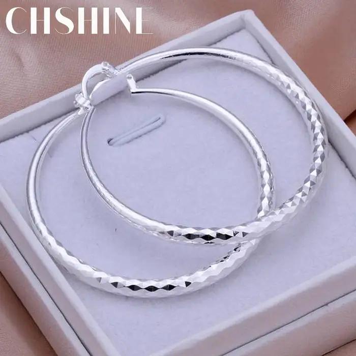 CHSHINE-Grandes Boucles d'Oreilles en Argent Sterling 925 pour Femme, Cercle de 5cm, Qualité Supérie