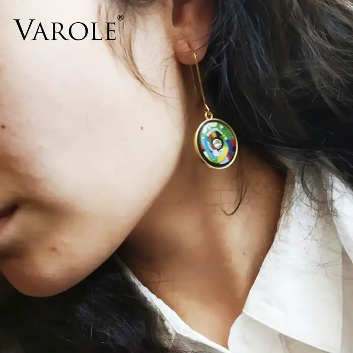 VAROLE – boucles d'oreilles pendantes indiennes pour femmes, classiques, Vintage, peintes, Style ethnique bohème, géométrique