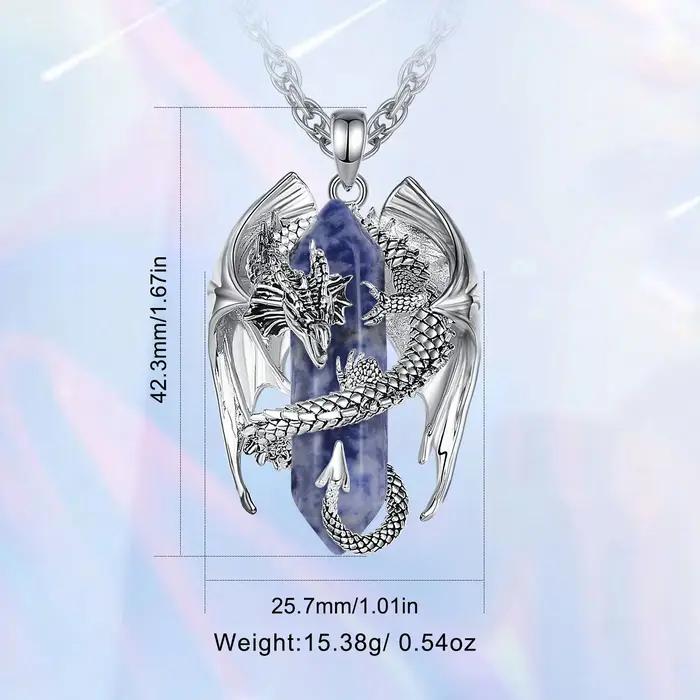 Eudora Dragon enveloppé Dumortierite collier en cristal Hexagonal pendentif en pierre de guérison amulette spirituelle bijoux cadeau pour femmes hommes