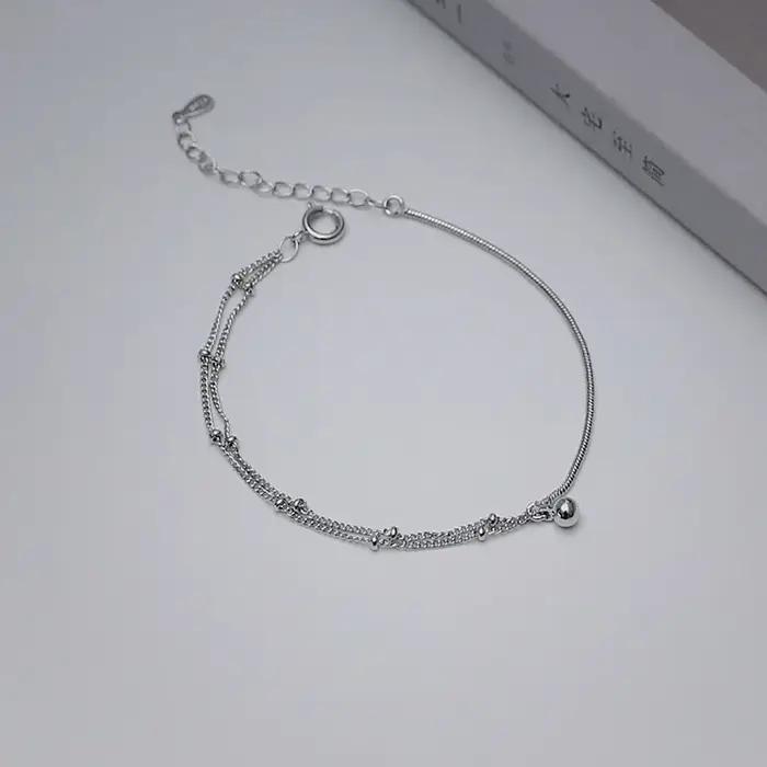Bracelet double couche en argent regardé 925 pour femme