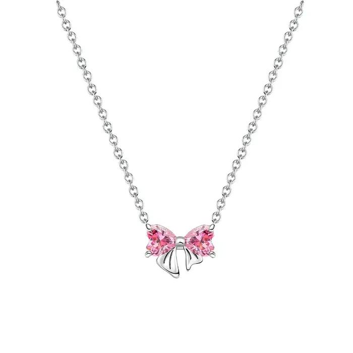 Collier en argent Sterling 2024 pour la saint-valentin, breloques originales, nœud en cristal, chaîn