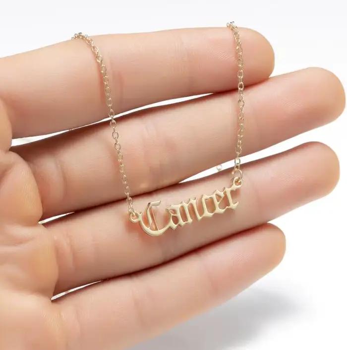 Collier lettre du zodiaque en acier inoxydable